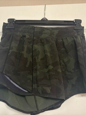 lululemon athletica Dark Green Camouflage Running Shorts